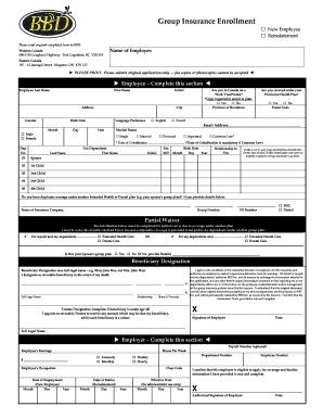 Group Insurance Enrollment New Employee Reinstatement Please Mail Original Completed Form to BBD Western Canada 5002755 Lougheed