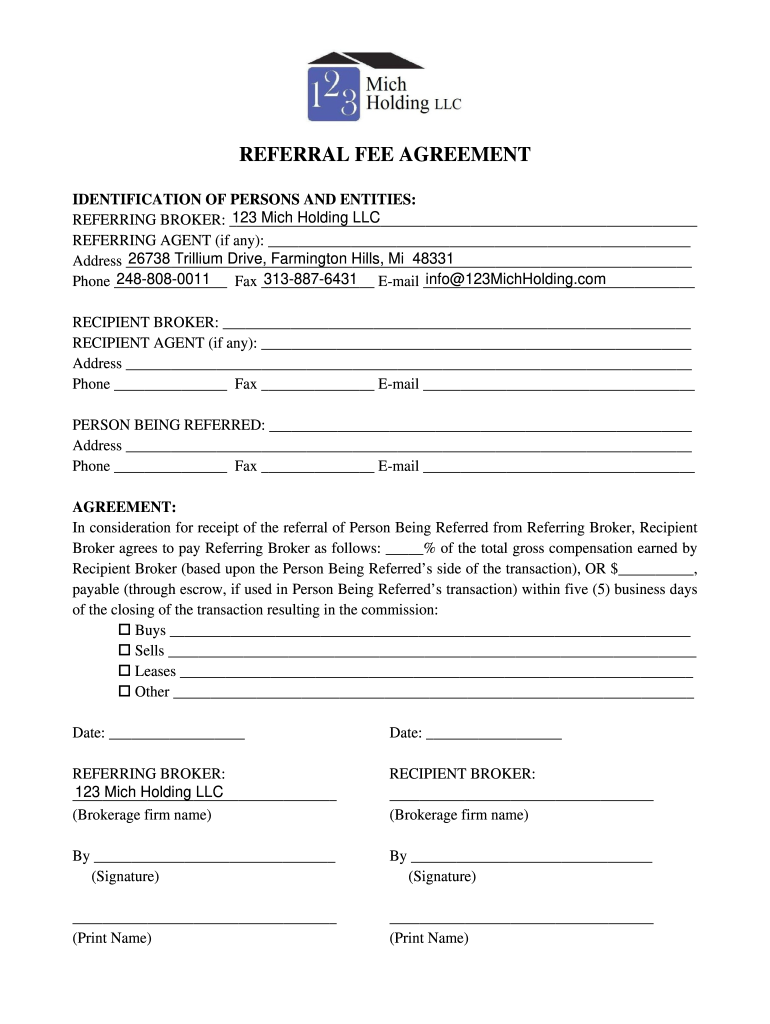 Referral Fee Agreement New  Form