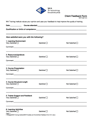 Institute Feedback Form