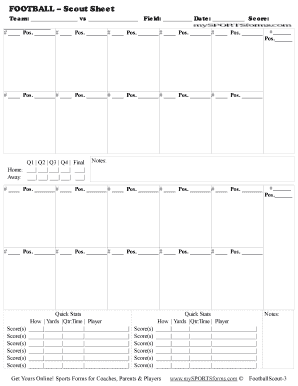 Football Scouting Sheets PDF  Form