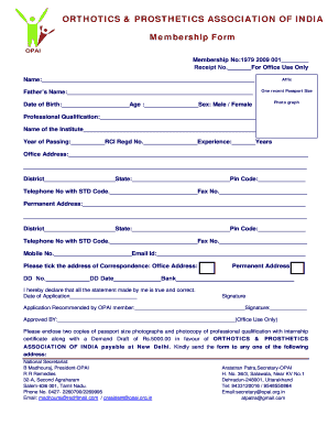 Opai Membership  Form