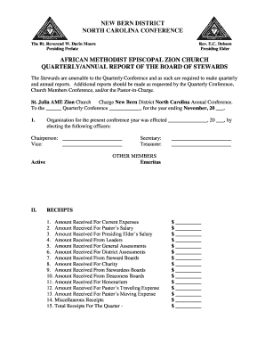 Ame Zion Church Quarterly Conference Forms