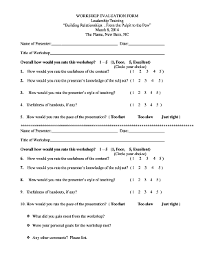 Workshop Evaluation Form