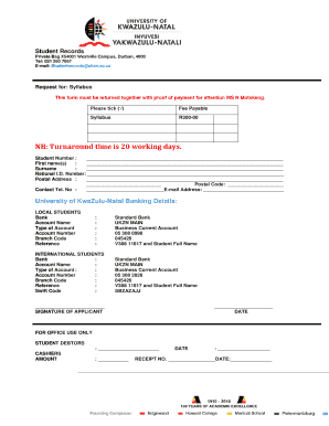 Ukzn Academic Record Form