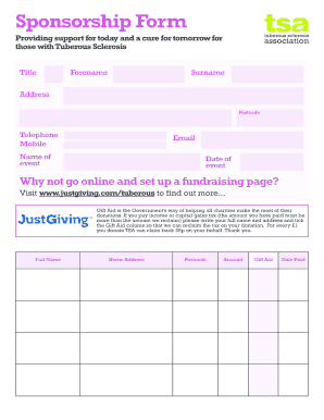 Just Giving Sponsor Form Template