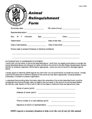 Pet Relinquishment Form