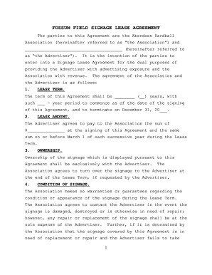 Signage Agreement Sample  Form