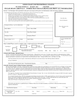 Youth Football Contract Signature Form