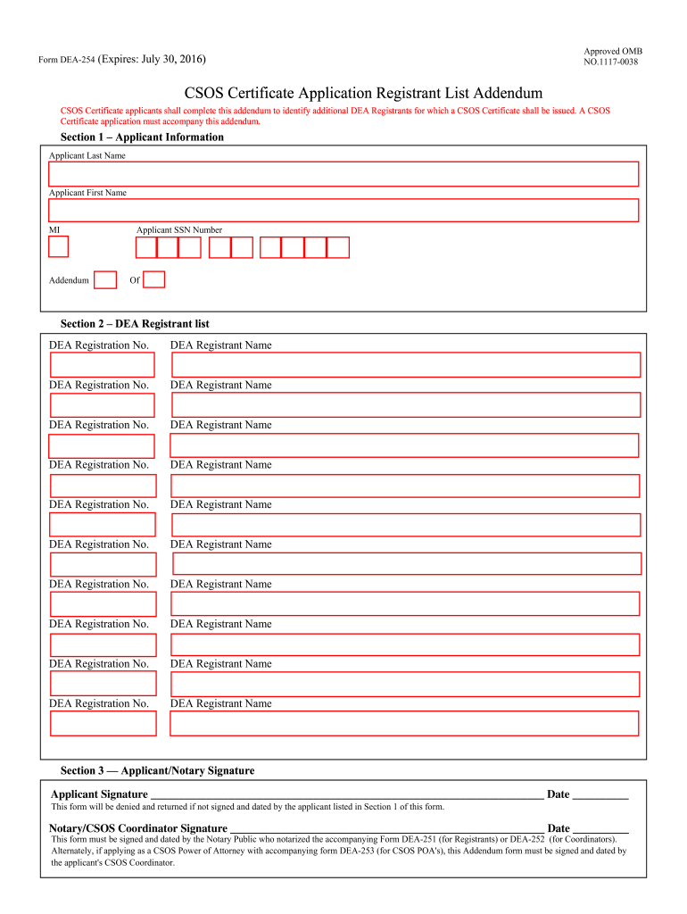  CSOS Certificate App Reg Addendum List Instructions DEA&#39;s Deaecom 2016