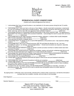 Hydrafacial Consent Form Masdon ENT