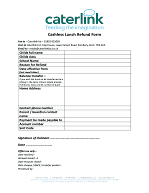 Caterlink Ltd Parent Refund Form