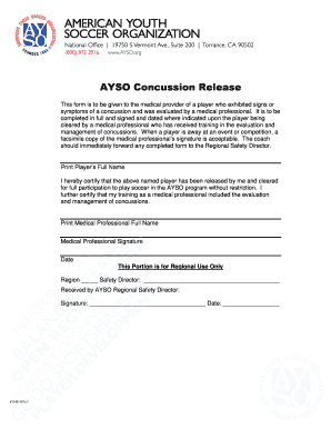 Ayso Medical Release Form