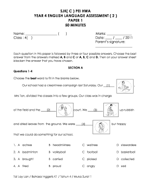 English Year 4  Form