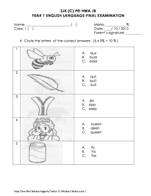 English Year 1  Form