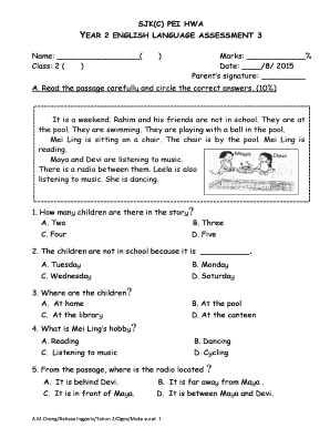 Sjk C Pei Hwa Exam Paper PDF  Form