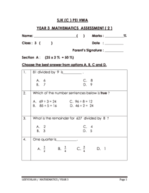 Sjkc Mathematics Year 2 PDF  Form
