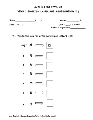 Sjkc English Year 1  Form