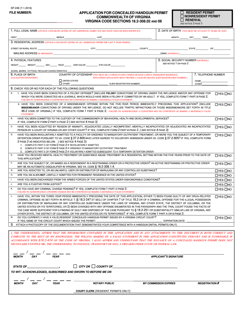  Printable Concealed Carry Permit Application 2016