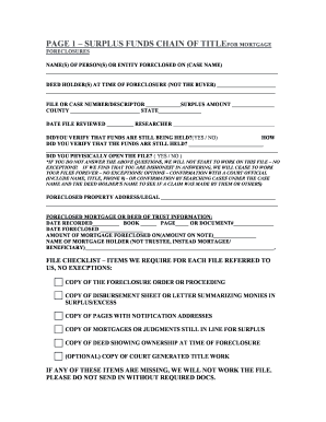 SURPLUS FUNDS CHAIN of TITLE MTG5713  Form