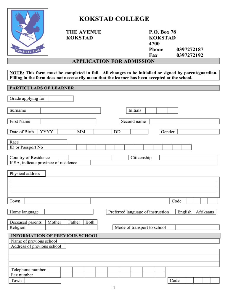 Kokstad College  Form