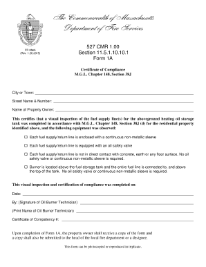 527 CMR 1 00 Form 1A Mass Gov