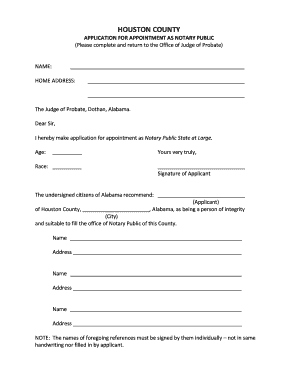 Houston County Notary Application  Form
