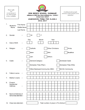 Admission Form 1 for Web Don Bosco High Donboscoguwahati