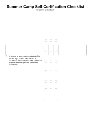  Summer Camp Self Certification Checklist NYC Gov 2014