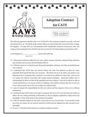 Cat Adoption Contract  Form