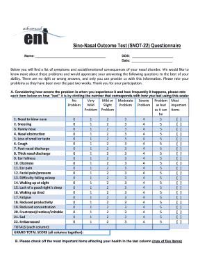 Snot 22 Score  Form