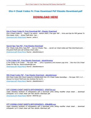 Gta 4 Cheats Pc Full List PDF  Form