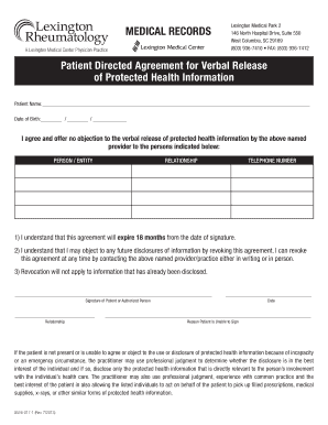 Lexington Medical Center Fax Number  Form