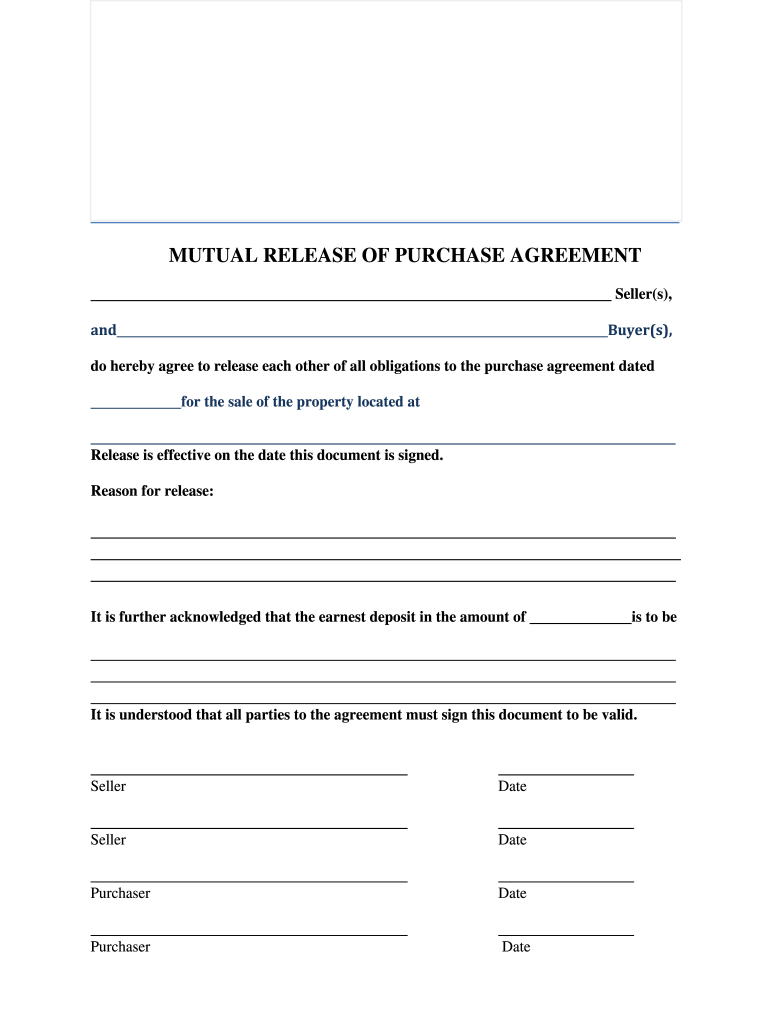 Mutual Release Agreement  Form