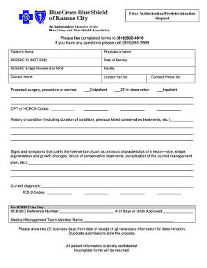 Prior AuthorizationPredetermination Request Please Fax Completed Forms to 8165024910 If You Have Any Questions Please Call 81639