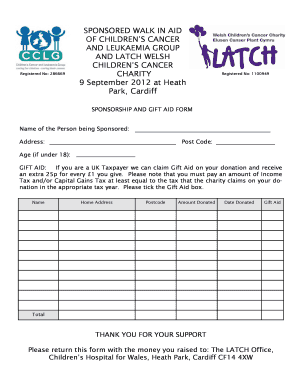 Sponsored Walk Form