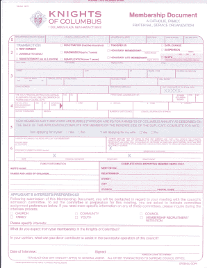 Knights of Columbus Form 100 PDF