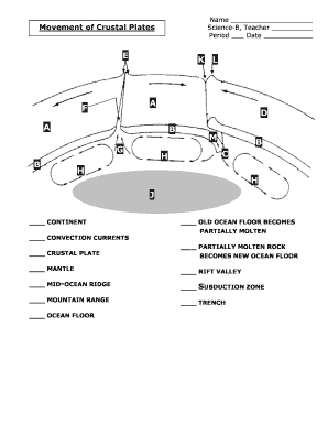 Movement of Crustal Plates Worksheet Answers  Form