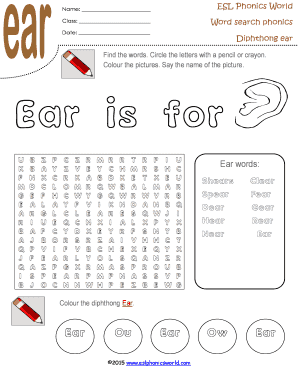 Diphthong Ear Worksheet  Form