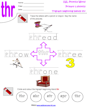 Trigraph Beginning Blends Thr Worksheet 6 PDF  Form