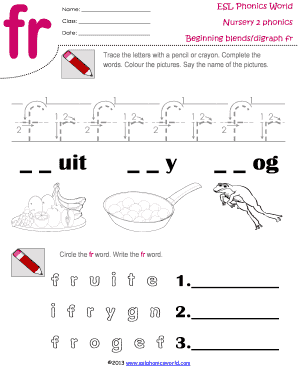 Consonant Blends PDF  Form