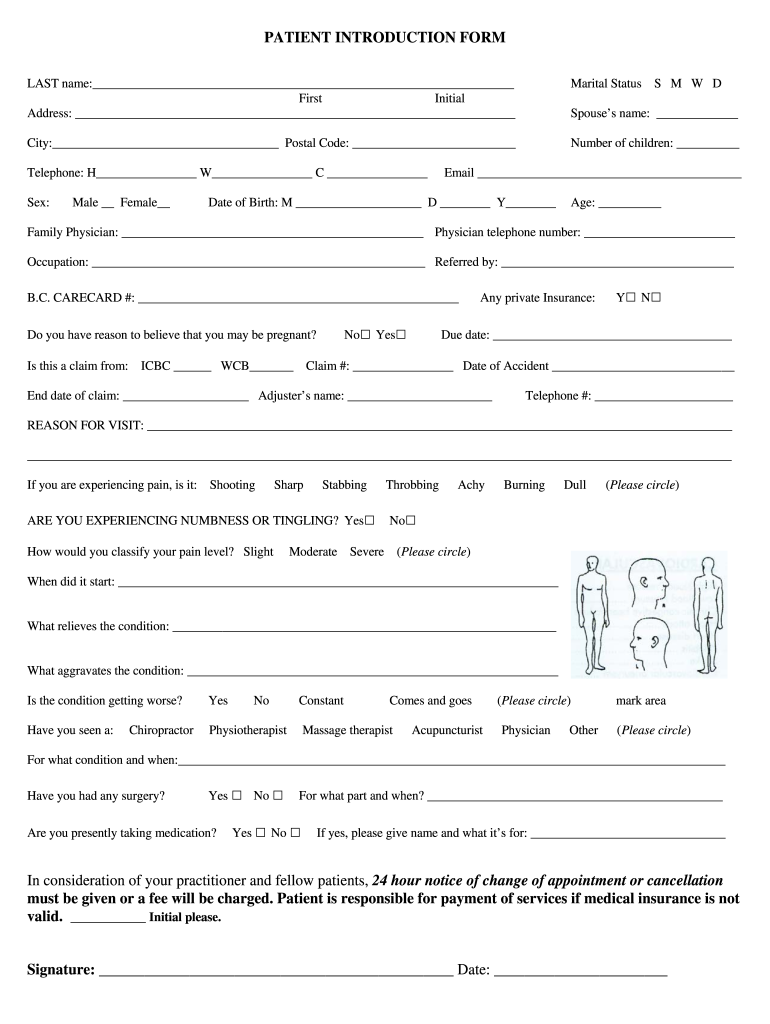 Get and Sign PATIENT INTRODUCTION FORM NS Wellness