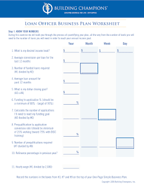 Loan Officer Business Plan PDF  Form