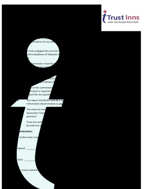 TRUST INNS ASBESTOS PROVISIONS for EXTERNAL CONTRACTORS  Form