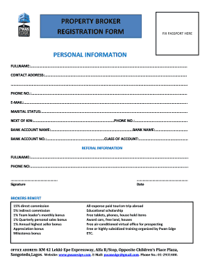 PROPERTY BROKER REGISTRATION FORM FIX PASSPORT HERE