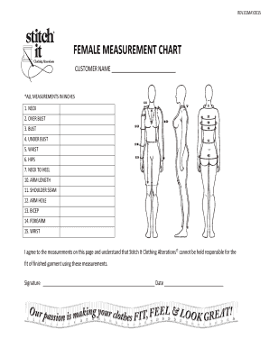 FEMALE MEASUREMENT CHART Stitch it  Form