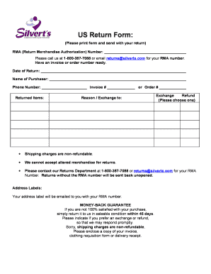 Silverts Return Policy  Form