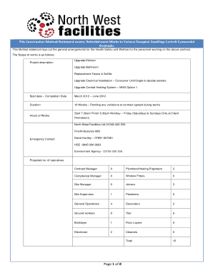 Method Statement for Refurbishment Works  Form