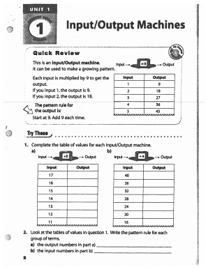 Input Output Machines  Form