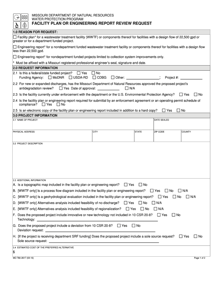 Facility Plan or Engineering Report Review Request, Form