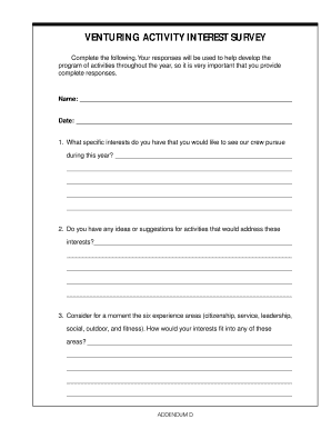 Activities Survey for Seniors  Form
